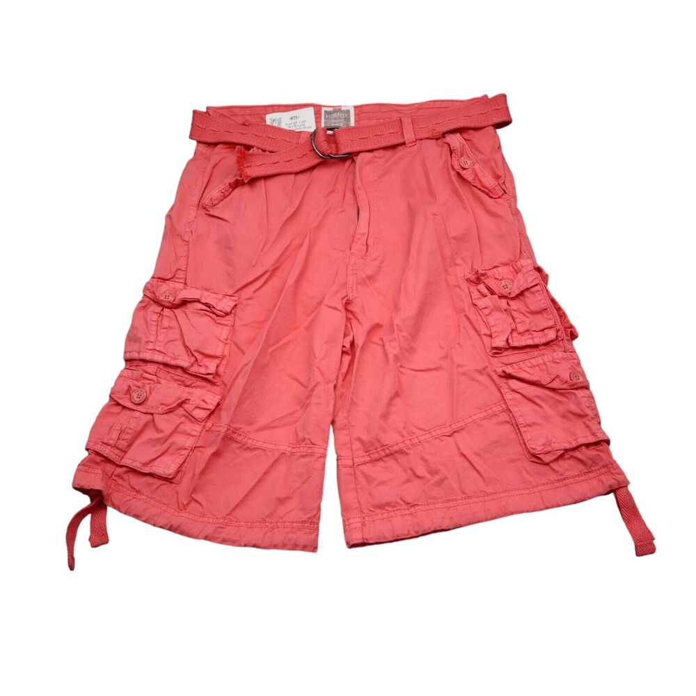 Halifax Denim Group Shorts Mens 36W Pink High Rise Button Zip Belted Cargo